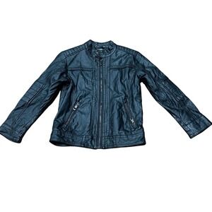 Kids Size 4 / 5 Imcce Black‎ Faux Leather Jacket Full Zip Motorcycle Boys Girls